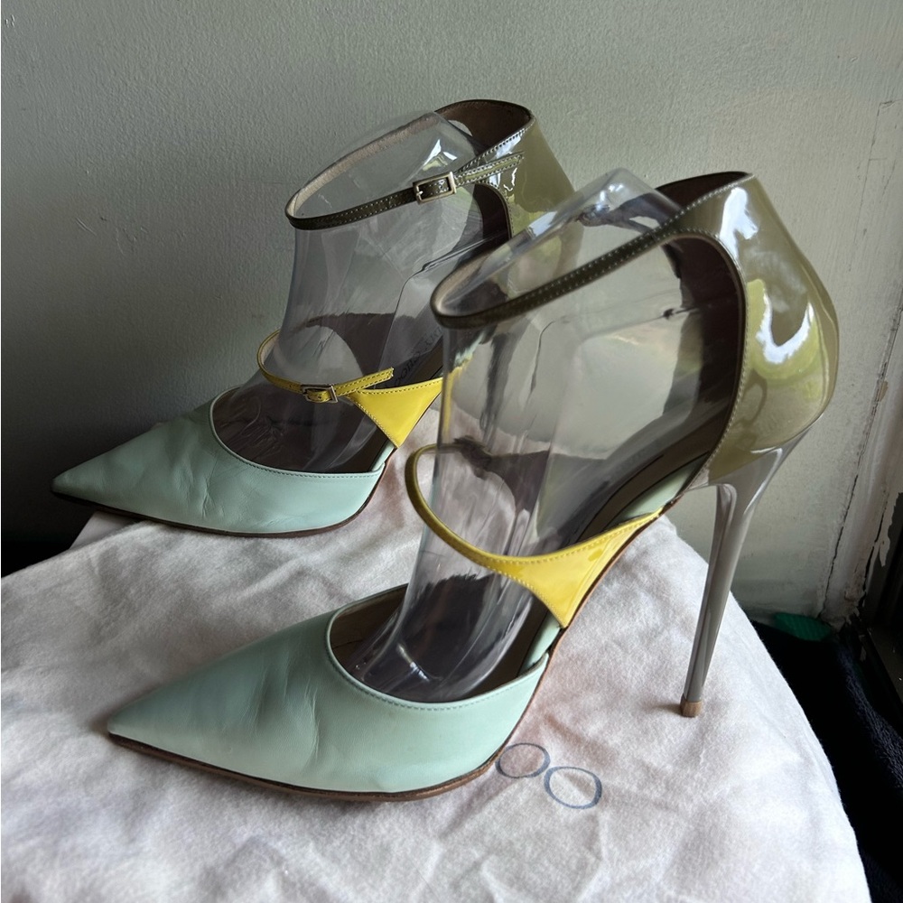 Jimmy Choo Kid Patent Typhoon Ankle Strap Pumps - Picture 2 of 9